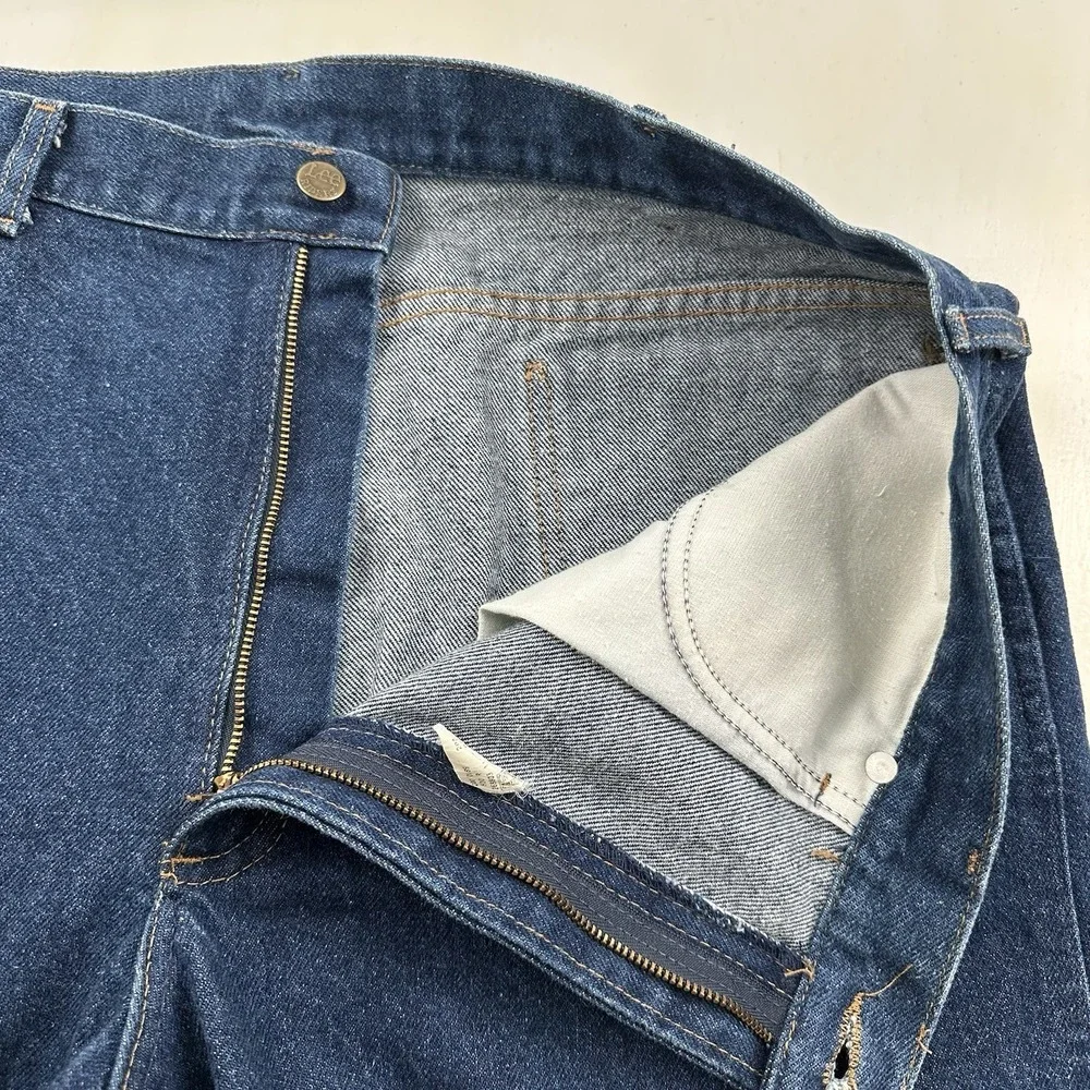 Vintage Lee Riders Jeans Mens Fits 39x32 Medium Blue Denim Union‎ Made In USA